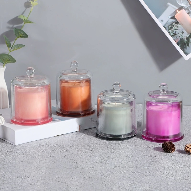 Round clear Bell Shaped Crystal Glass Candle Jars Cup Wedding Bell Jar With Glass Dome Cover
