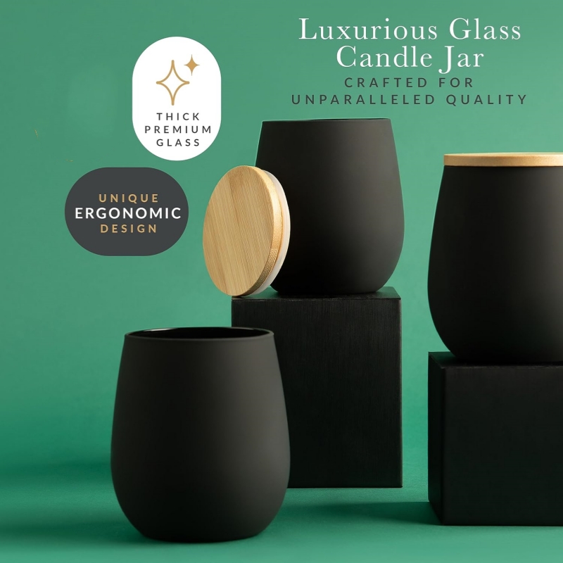 Wholesale 11oz DIY Soy Wax Container Glass Candle Holders Lanterns and Jars With Bamboo Wood Lids for Paraffin Candle 9oz