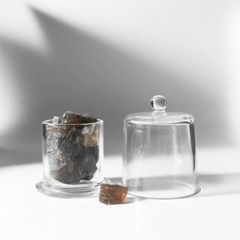 Wholesale Scented Candle Glass Cup Empty Cup Golden Bell Cover Candle Jar Aromatherapy Bottle Bell Candle Holder