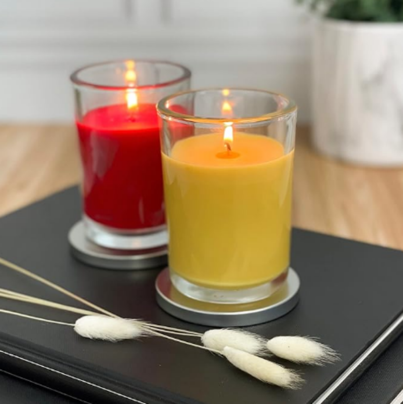 Transparent Glass Candle Cup With Hot Stamping Adornment Candle Holder