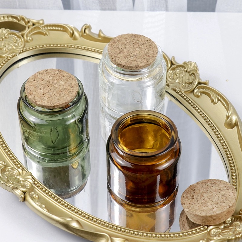 100ml Amber Glass Candle Jars Mini Empty Holder for Diy Candles Aromatherapy Making With Cork Lid