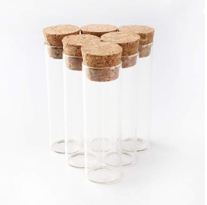High Quality 47mm Diameter Clear Cork Glass Vials Transparent 60ml Glass Bottle Tube With Corks Empty for Tea Gift Bottle