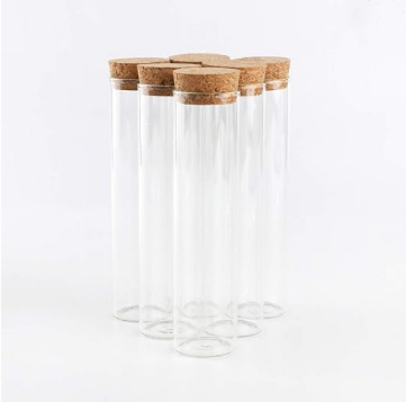 Glass Test Tube Flat Mouth Flat Bottom With Cork Lid