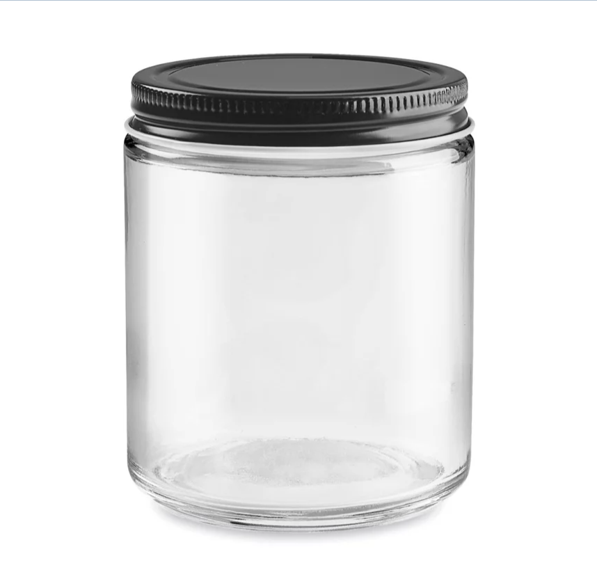 Wide Mouth Clear Amber 2oz 5oz 8oz Straight Side 100g Body Butter Glass Candle Jars With Black Lid 150g 80g