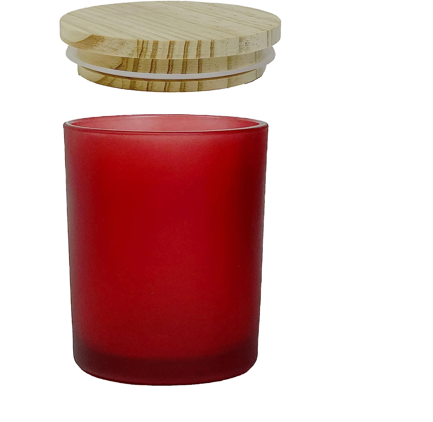 Hot Selling 7oz & 10oz Green Cylinder Glass Candle Jars for Homemade Candle Room Decorative Frosted Empty Wooden Metal Lids