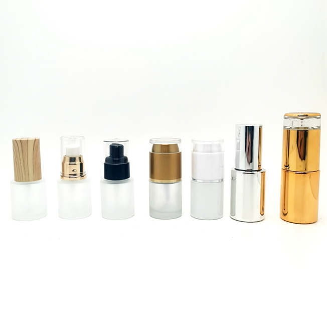 Luxury Empty 30ml 40ml 60ml Round Clear Frosted Cosmetic Lotion Glass Liquid Foundation Hair Serum Bottle With Pump