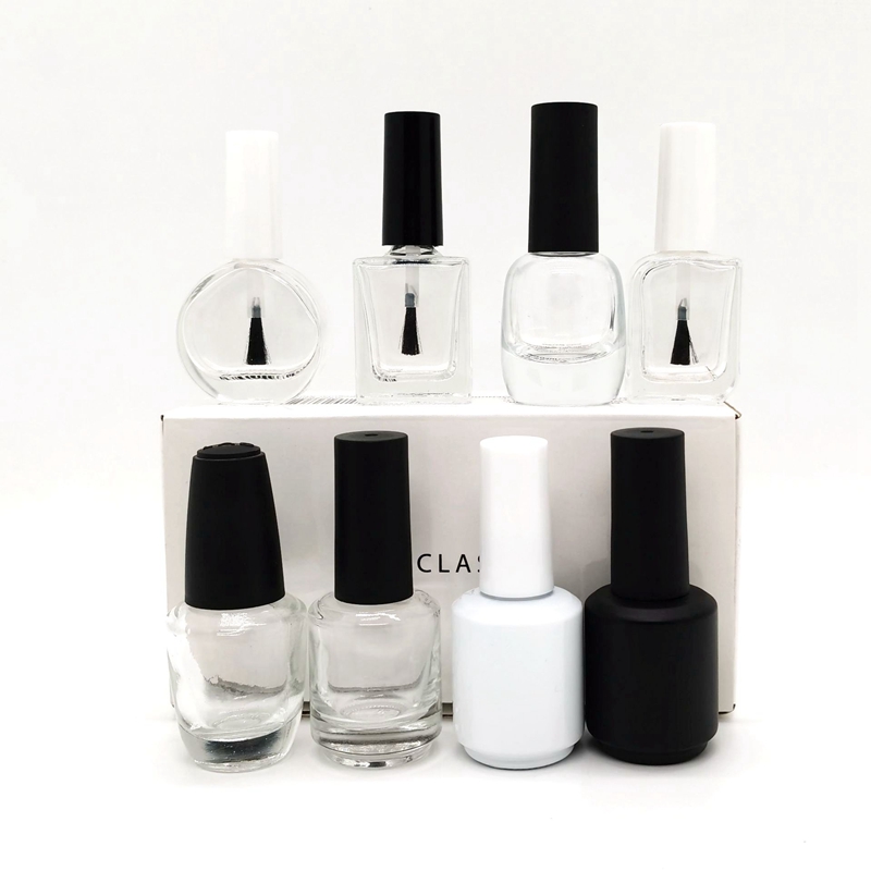 Recyclable Custom Unique 3ml 5ml 7ml 9ml 10ml 15ml Matte Black White Empty Glass Packaging Gel Nail Polish Bottle With Cap