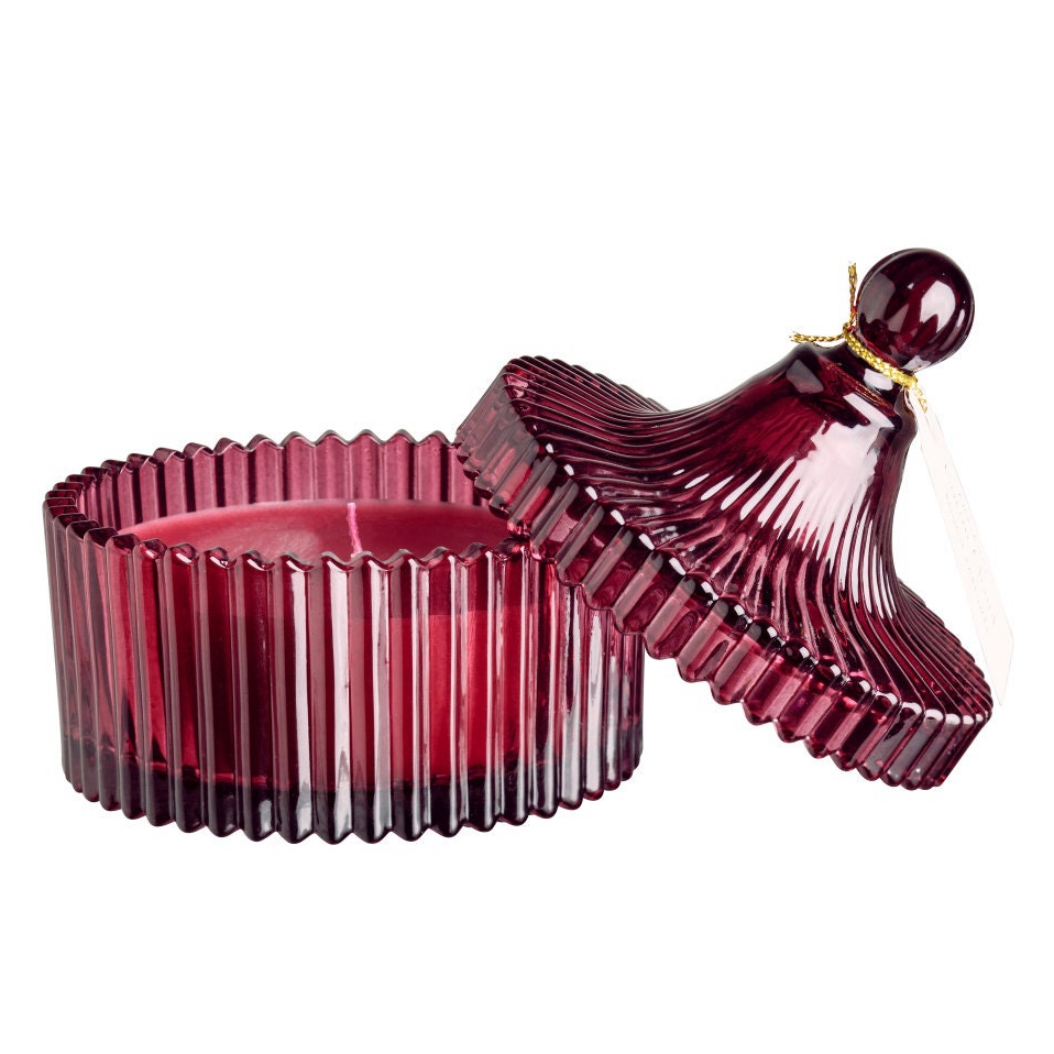 Wholesale Luxury Custom Empty Clear Red Candle Holder Glass Candles Jars With Cork Lid for Candle