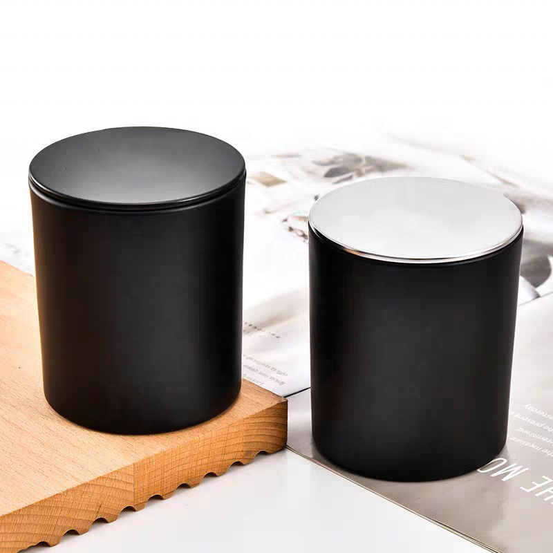 Luxury Custom Empty Coloured Glass Candle Container Jar Glass Candle Holders With Wood Lid and Gift Box