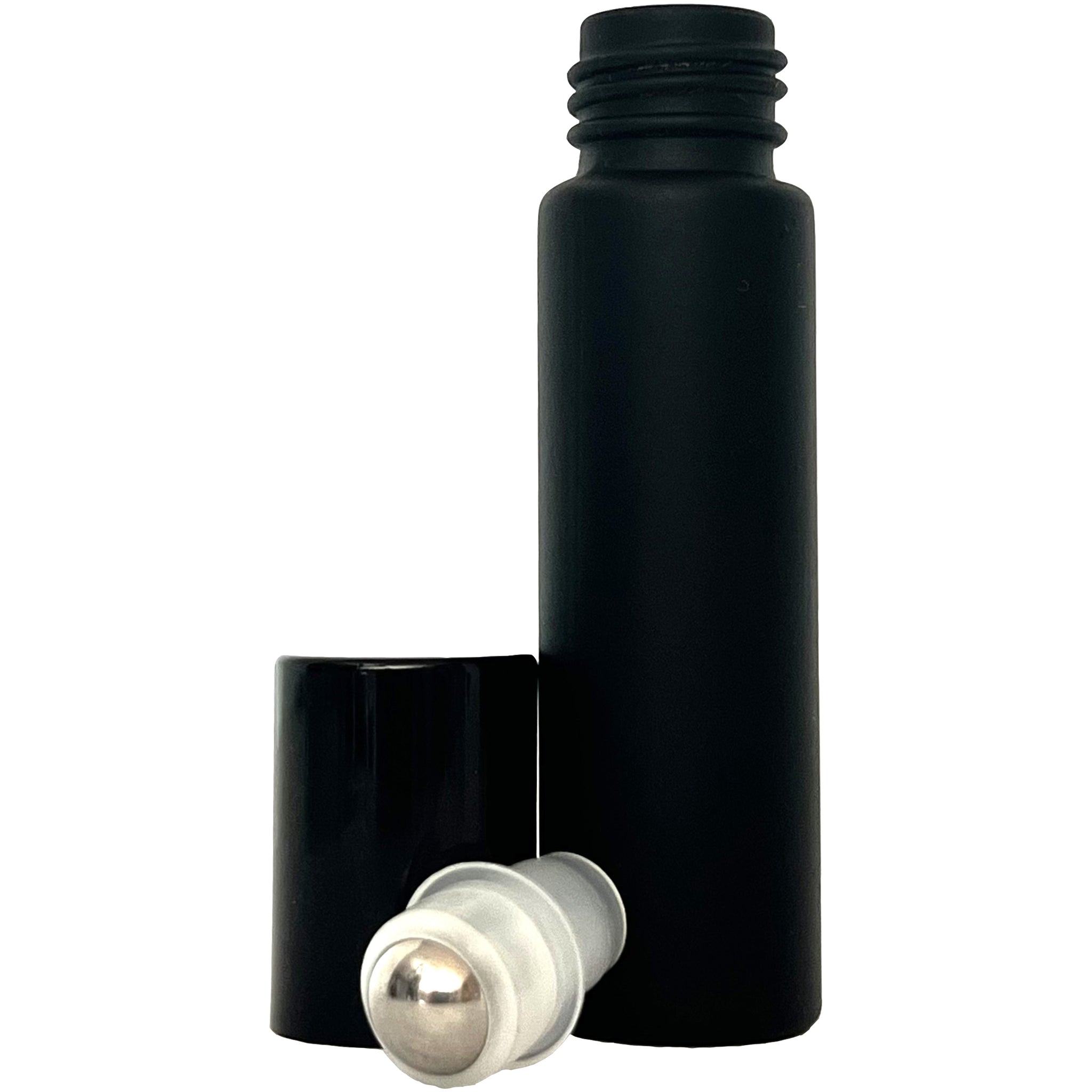 Frosted Matte Black 4ml 6ml 8ml 10ml Perfume Essential Oil Glass Roll on Bottle With Aluminum Cap and Steel Roller Ball