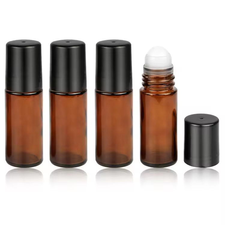 Hot Sale 10ml Glass Roller Ball Bottle Perfume Oil Essential Oil Glass Roll on Bottle With Black Cap lower  price