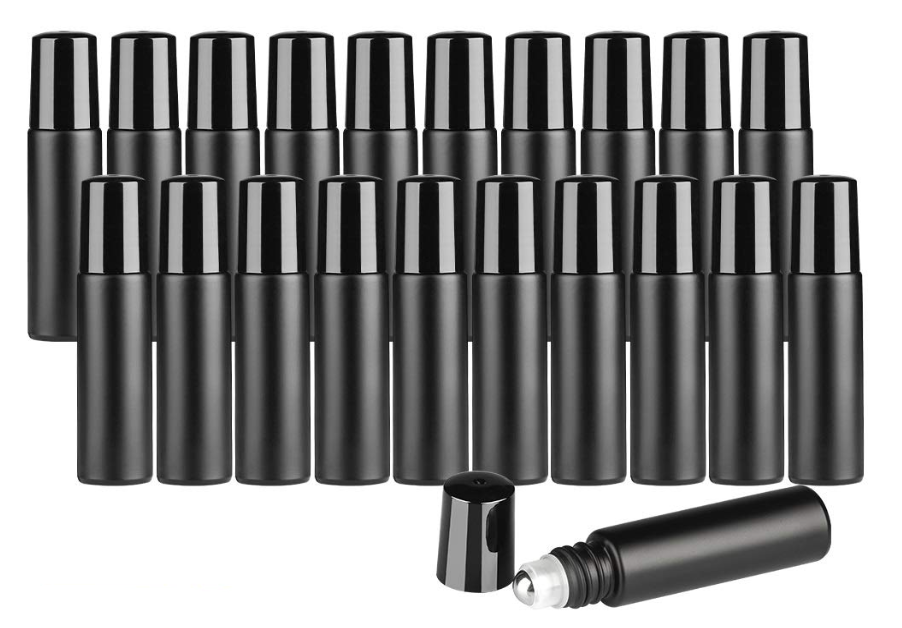 10 Ml Small Y Oung Living Perfume Roll-on Bottle 10ml Frosted Matte Black Crystal Essential Oil Roller Ball Roll on Glass Bottle