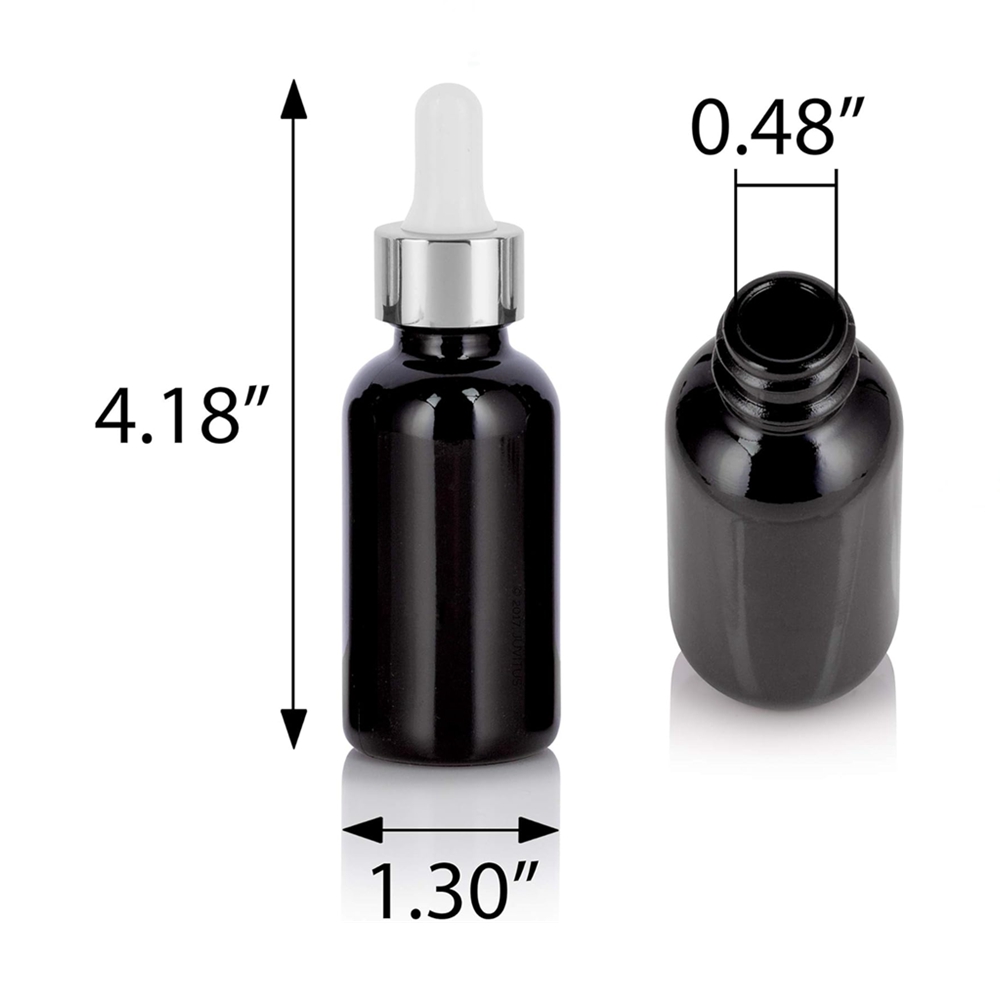 5ml 15ml 30ml 50ml 100ml 150ml 200ml 250ml Black Dark Uv Violet Glass Essential Oil Lotion Cosmetic Bottle and Jar