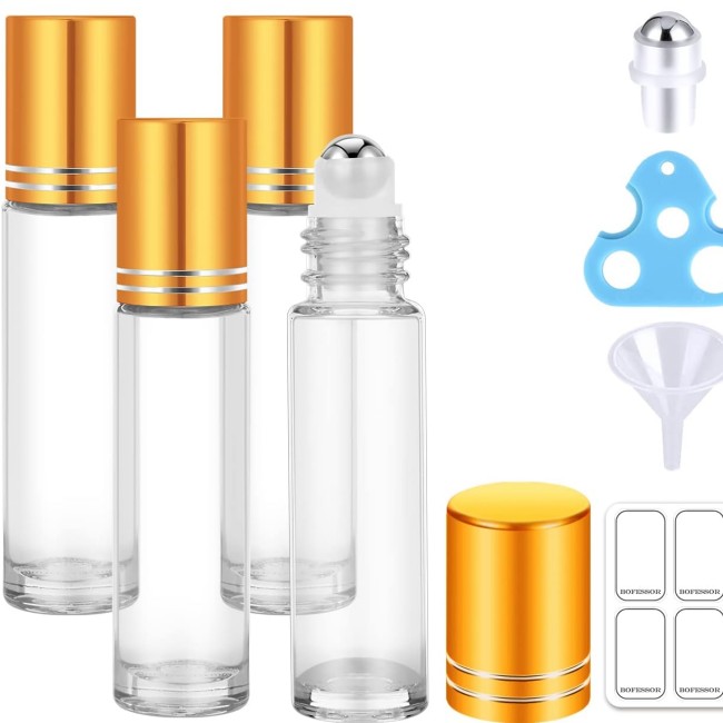10ml Glass Roll on Bottle Clear Essential Oil Perfume for Cosmetic Use for Serum and Eye Drop Custom Logo Available