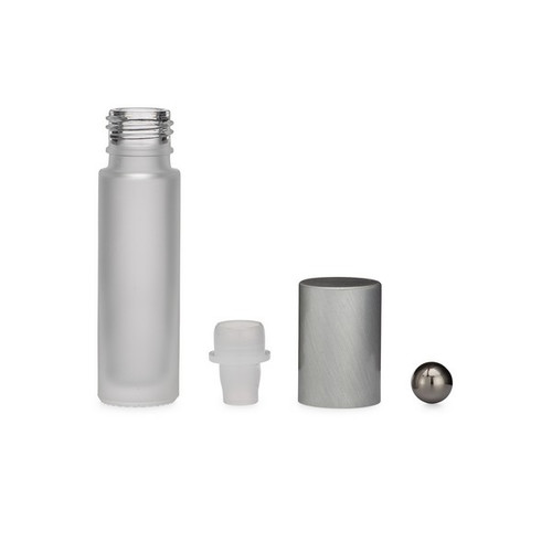 Wholesale Recyclable Frosted Glass Round Vials Packaging Body Oil Roll on Bottle W/Silver Cap for Health & Beauty, Fragrance.