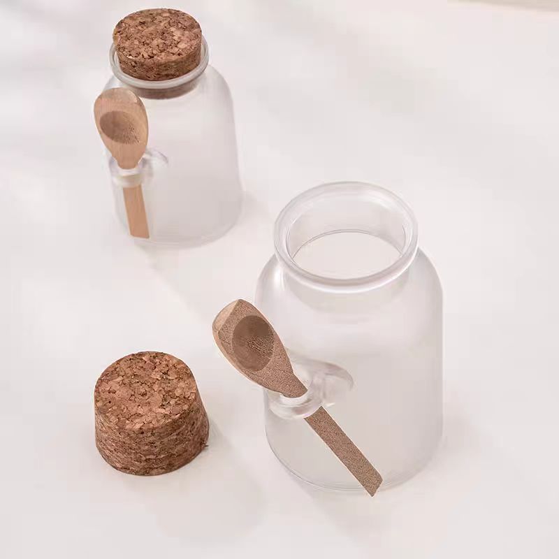 100ml 200g 300g Body Scrub Container Cosmetic Packaging Empty Square Plastic Bath Salt Jar With Cork Spoon