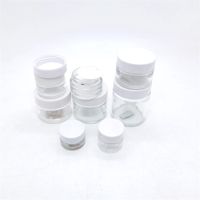 Wholesale 5g 10g 15g 20g 30g 50g 100g White Lid Frosted Glass Cosmetics Jar for Cream Eye Cream Jar With Lids