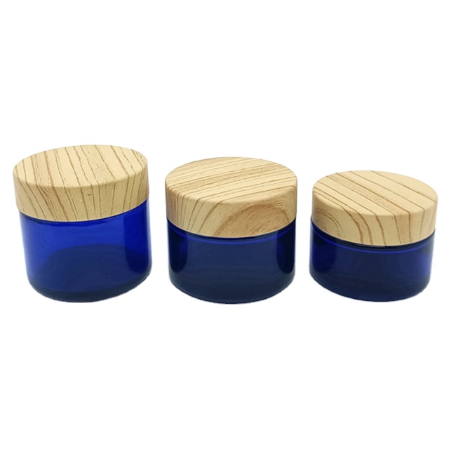 15 20 30 50 100 ml g Small Empty 10g Face Cream Cosmetic Blue Glass Jar Round With Lid Scrub Body Butter Jar
