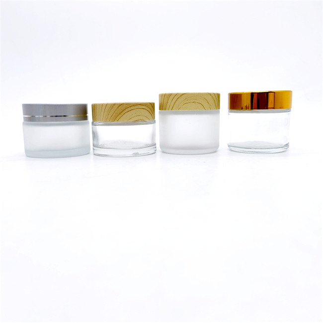 10g 20g 2oz 30 ml 50g 2 oz Luxury Face Cosmetic Lotion Packaging Custom Empty Frosted Cosmetic Cream Glass Jar With Lids