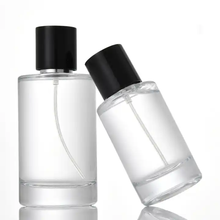 Wholesale Empty Perfume Bottle Luxury 50 Ml 100 Ml Clear High Quality Round Glass Perfume Spray Bottle With Lid