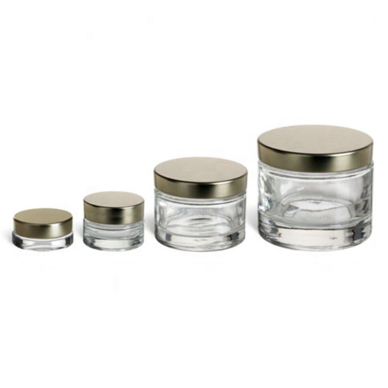 5g 7g 30g 60g 5 7 30 60 g Gram ml Heavy Base Clear Glass Jar With Metal Gold Sliver Black Lid for Cosmetic 5ml 8ml 30ml 60ml