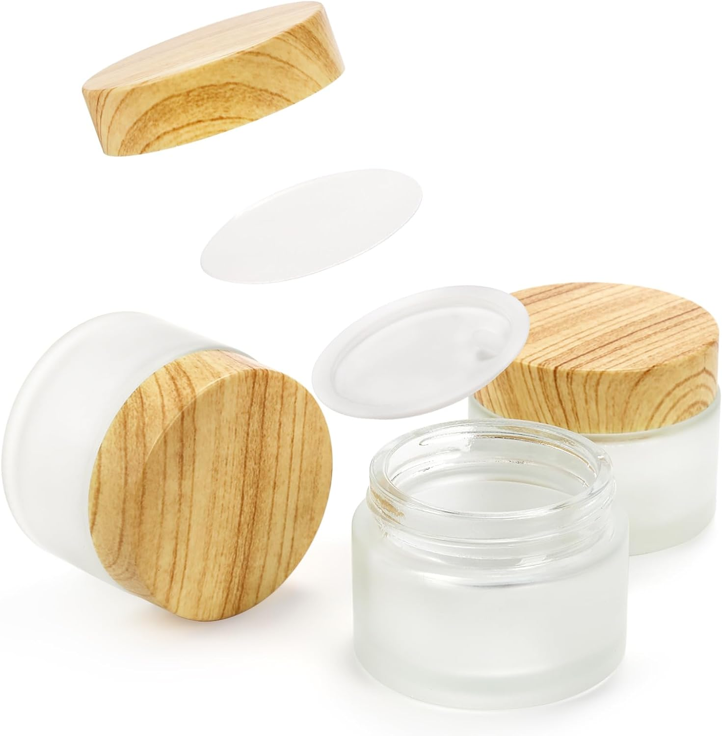 Wholesale 5g 15g 30g 50g 100g Glass Jar With Bamboo Lid for Cream Cosmetic