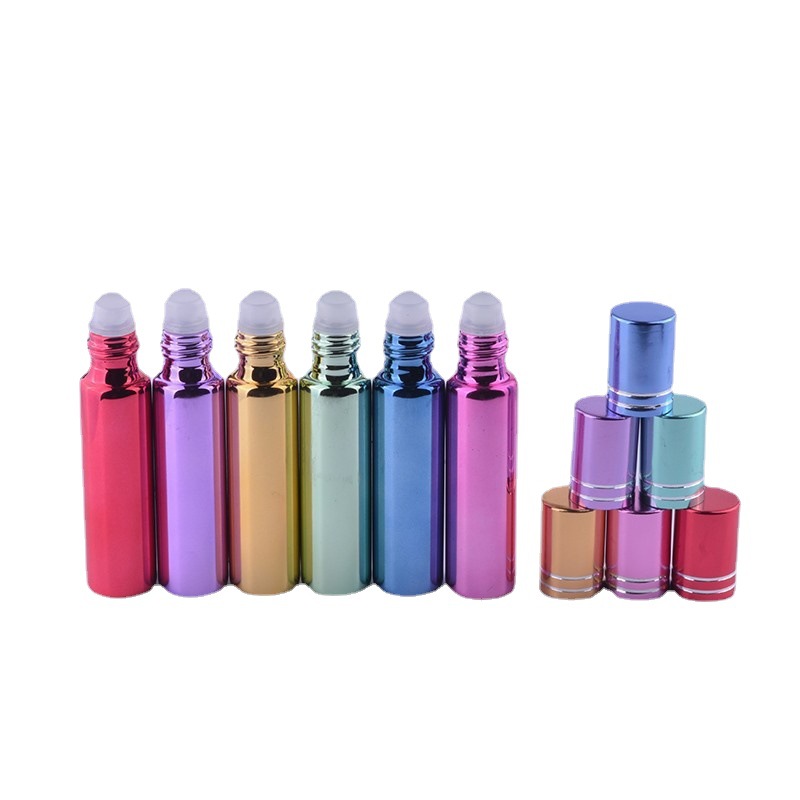 Stock Products Clear Amber 8ml 10ml Empty Glass Perfume Roll on Bottle With Gold Aluminium Cap glass jar glass bottle