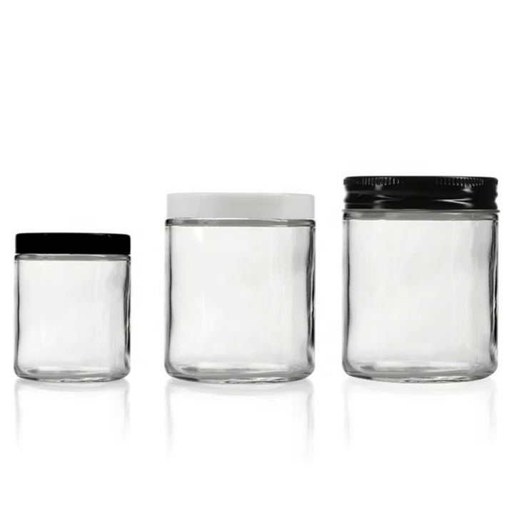 30g 50g 200g 250g Glass Jars White Black Gold Round Empty Frosted Amber Clear Cream Glass Cosmetic Jar Packaging