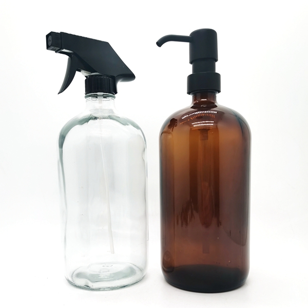 250 500ml Boston Empty Amber/Blue Glass Spray Bottle Essential Oil Bottle Amber Glass Bottles With Spray Nozzle and Cap