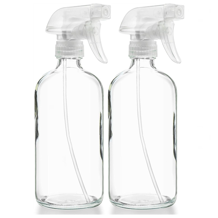 Empty Refillable Sprayer Container 8 Ounce  Glass Spray Bottles 8oz 250ml Blue clear Amber Hair Spray Bottles 8 oz for Cleaning