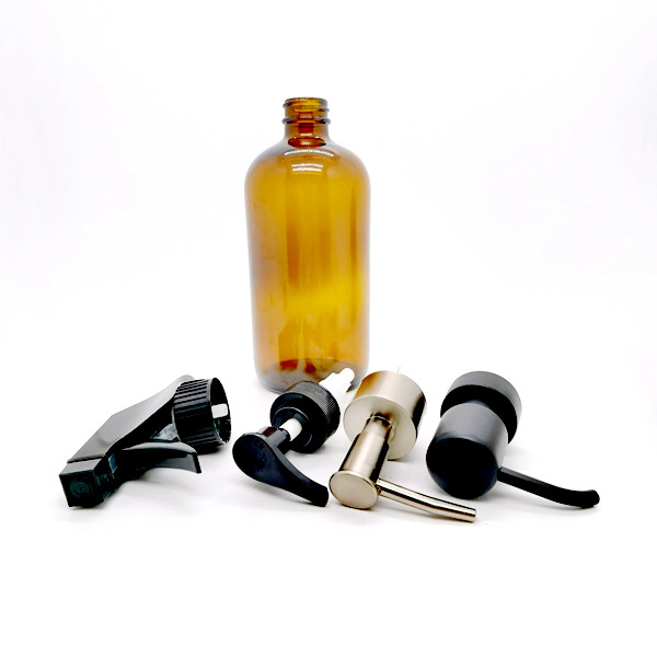 Glass Lotion Bottle Pump Bottle 8oz 16oz 250ml 500ml Amber Brown Boston Round Glass Oil Spray Bottle With Trigger