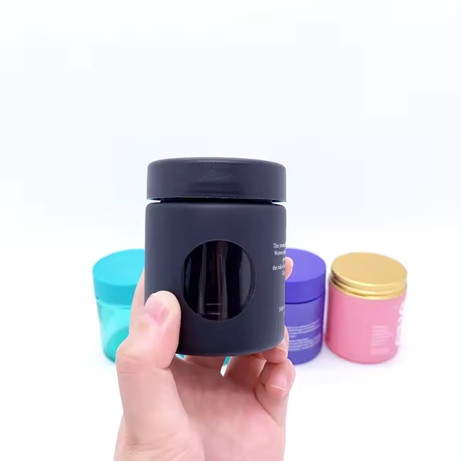 Herb Flower Childproof Jars Smell Proof Glass 8th Cr 3.5g Jar Screw Lid Custom Matte Black Child Resistant Glass Jar