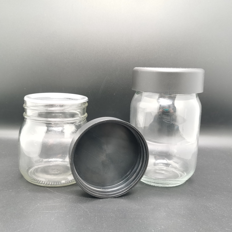 8oz 16oz Empty Food Storage Clear Canning Mini Cookie Glass Child Resistant Round Mason Jar With Lids