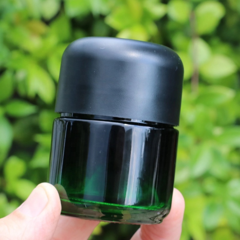 Glass Stash Jars-70ml & 110ml- Spray Green Color Smell Proof-Child Proof Lid-Safe and Secure Jar