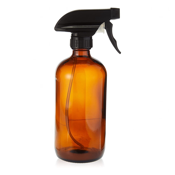 250ml 500ml 16oz Empty Boston Round Clear Amber Room Glass Spray Bottle With Trigger Sprayer and Silicone Sleeve for Cleaning