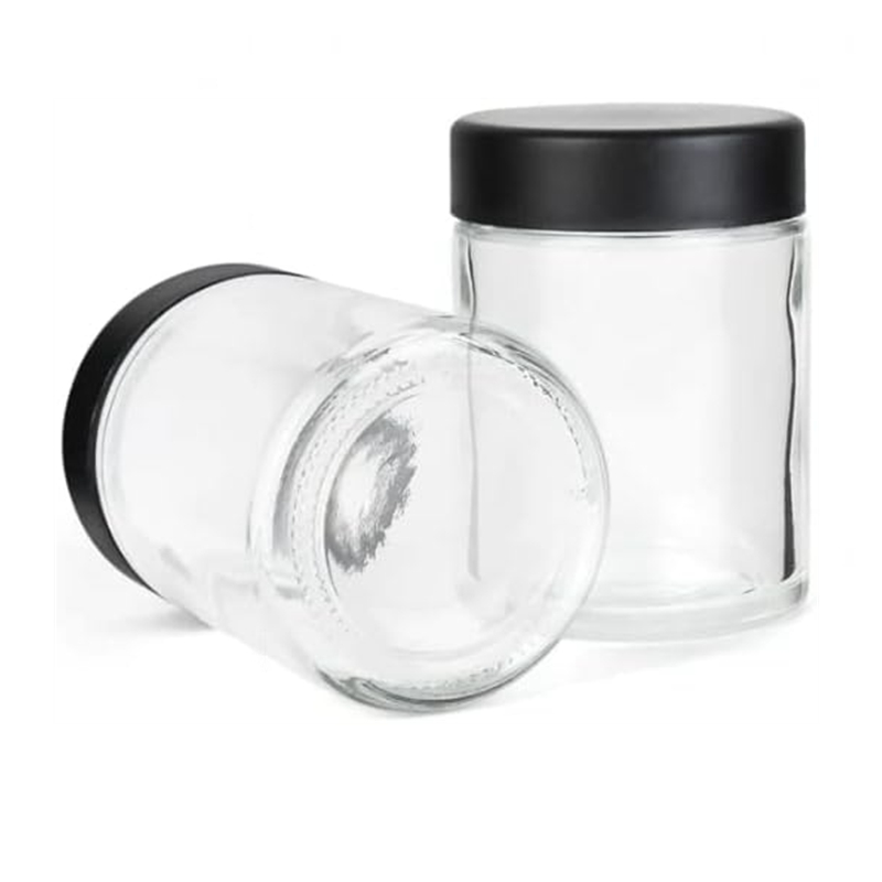 1 oz 2 oz 3 oz 4 oz 6 oz 8 oz 16 oz 3.5g Airtight clear Child Resistant Glass Jar Flower Jar Packaging Containers With CR Lids
