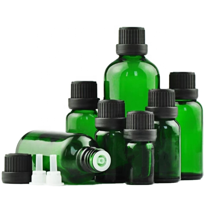 Customized Perfume CanRound Glass Bottles 30 50 Ml Green Glass Bottles for Essential Oil Hot Sale Cheap Essence Bottle