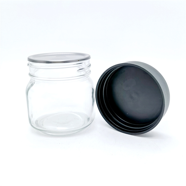 New Arrival Wide Mouth 8 oz 16 oz Glass Jar With Child Resistant Cap Lid Glass Bottle Child Proof Jar Child Proof Container