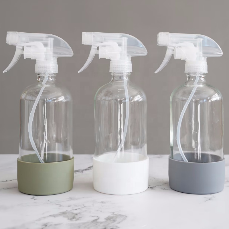500ml Transparent Refillable Bathroom Spray for Essential Oils With Protective Silicone Sleeve