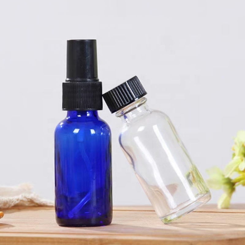 Wholesale Empty Amber Blue Clear Boston Round1oz 2oz 4oz 8oz Refillable Brown Glass Bottle With Pump