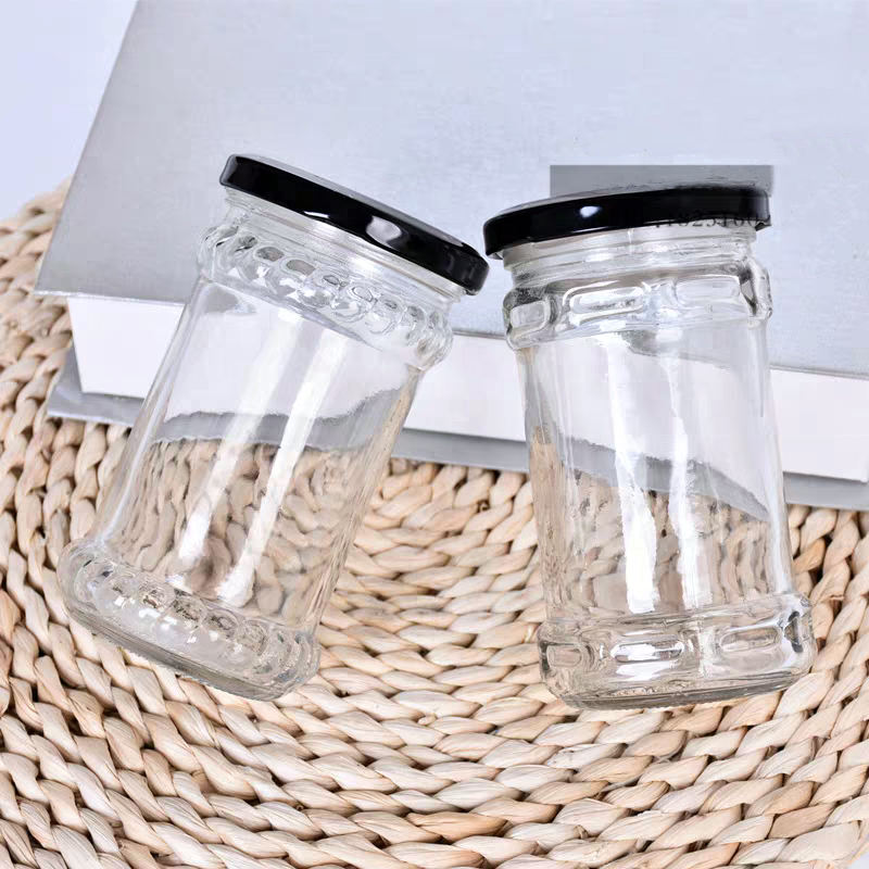 Customizable Round Glass Mason Jars With Metal Lid for Honey Jam Jelly Pickle Pepper and Chilly Sauce