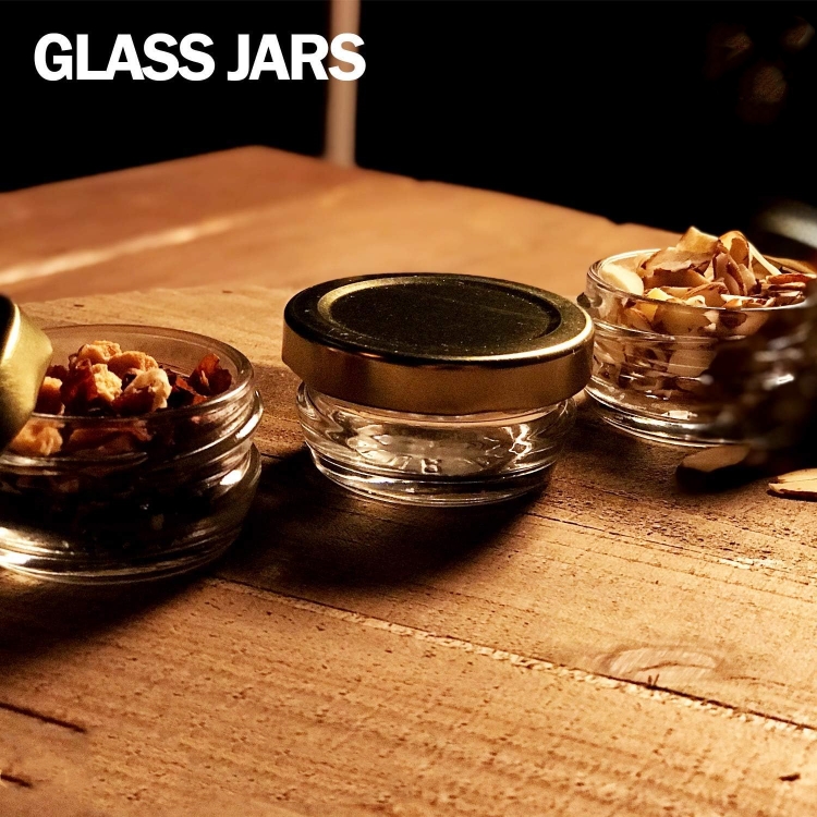 Empty Storage Jars Airtight Caviar Jar 1 oz / 28 g  Small Mini Glass Jars With Tin Lids for Spices, Honey, Jam, Jelly, Candy