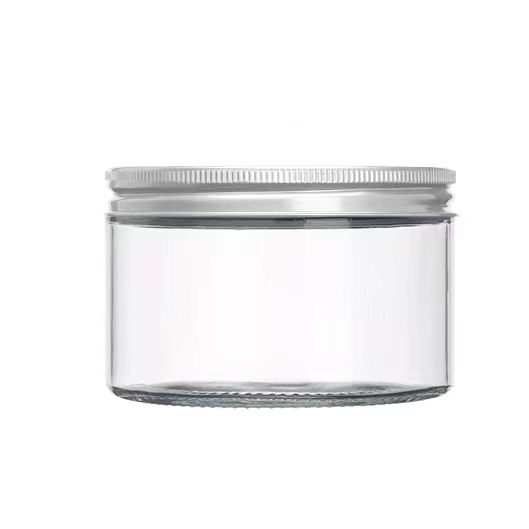 Wholesale Food Container Clear Glass Honey Storage Jar With Silver Gold Screw Metal Cap 250ml 500ml Straight Sided Glass Jars