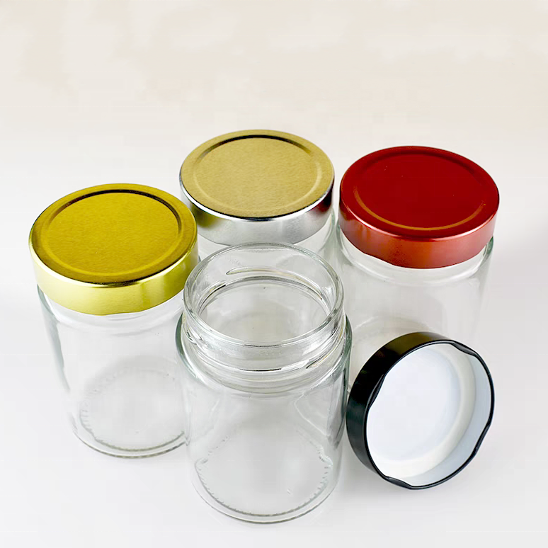 Stock Glass Ergo Jar Honey Jar Glass Jam Jars With Black Deep Twist Off Caps 106ML 212ML 314ML 500ML
