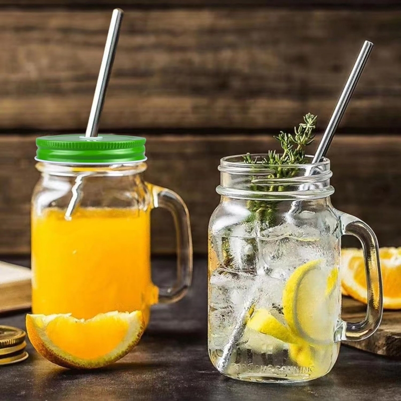 Custom Logo 2oz 40ml 400ml 120ml 250ml 480ml 16oz Square Drinking Juice Glass Bottle Wide Mouth Mason Jar With Handle