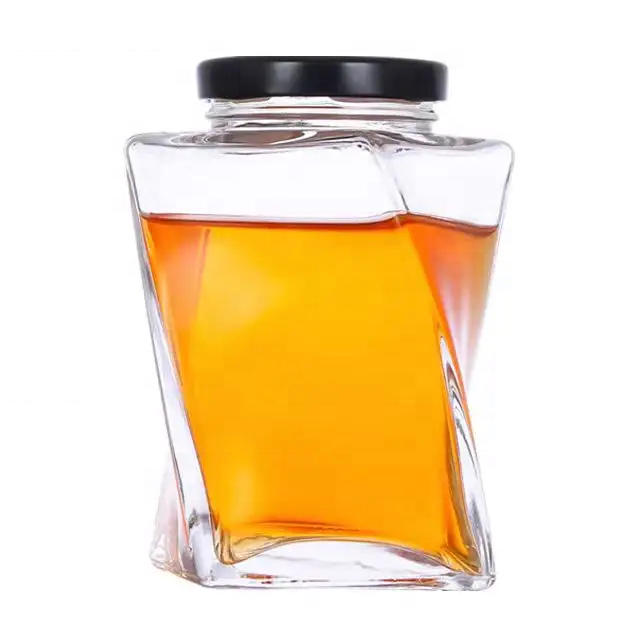 Thickened Honey Glass Jar Jam 500g High-quality Honey Bottle Twist Crystal White Glass Sealed Jar