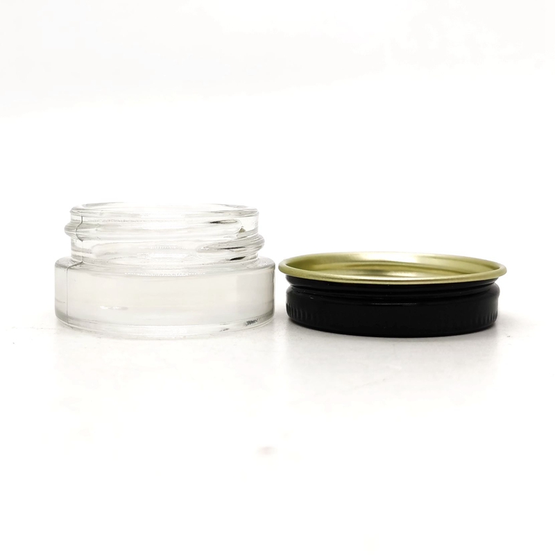 Recyclable Mini Round Glass Jar Concentrate Oil Container Child Resistant Glass Cream Jar With Metal Cap