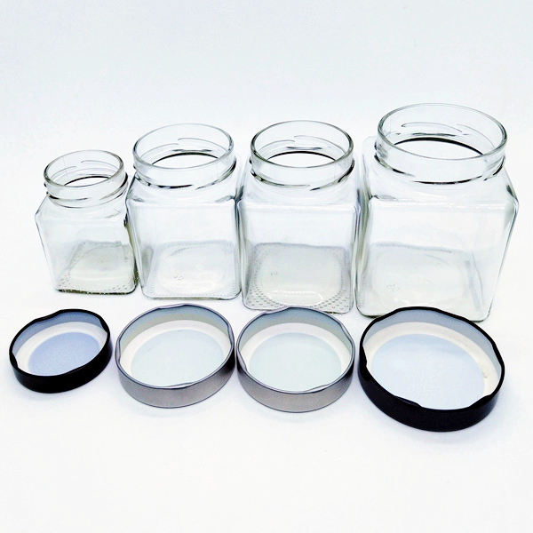 Factory Food Packaging Jars Wholesale Square Shape Glass Jar With Deep Twist off Lid Factory