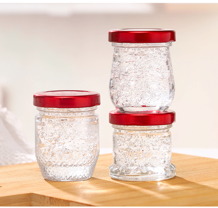Recyclale 45ml 75ml 100ml Bird's Nest Honey Jelly Use Storage Round Glass Honey  Jar With Gold/red / Metal Lid