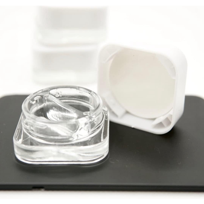 5ml 7ml 9ml Square Jar W/Dual Compartments Cube Jar Glass Container Concentrate Jars With Child Safe Black  Cap
